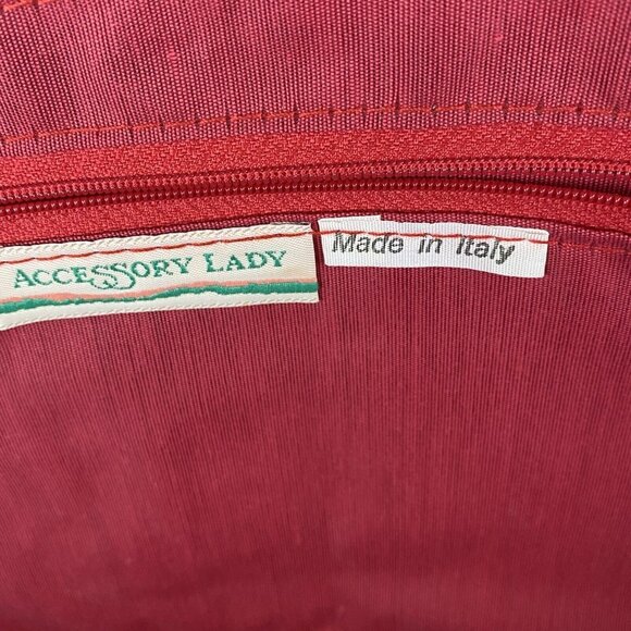 Tropical Beach Resort Chic Red Black Straw Clamshell Shoulder Tote Large Bag VTG - Picture 6 of 13